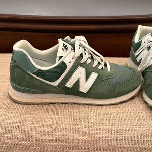 New Balance Forest Green and White Sneakers